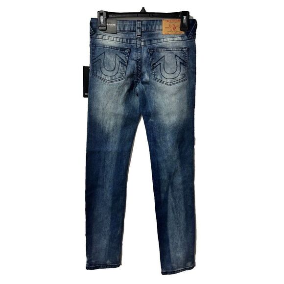 True Religion Geno Skinny Jeans 12 Blue Medium Wash Relaxed Fit Denim Ripped - Picture 2 of 13